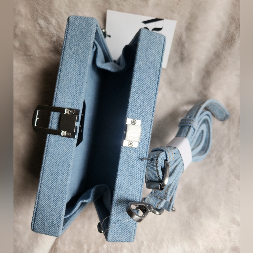 ZARA denim rectangular mini crossbody bag Denim light blue NWT!